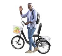 Adult Tricycle with Adjustable Height and Seat, Front and Rear Baskets, 150kg Load Capacity, Ideal for Hiking, Biking, Shopping, and Strolling - 3-Wheeler Design