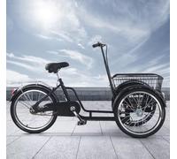 Adult Tricycle with Front Seat, Removable Canopy and Guardrail, Pedal-Powered Rickshaw Bike, 3-Wheel Stability for Leisure and Transport