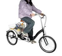 Adult Tricycle with Rear Basket, Adjustable Seat & Handlebar, for Riding, Picnics & Shopping on Various Roads, Non-slip Wheels, Single-speed Bicycle