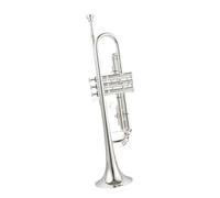 Adult Trumpets Bb Trumpet B Flat Brass Silver Plated Professional Trumpet Musical Instruments With Leather Case Beautiful Sound(Silver)