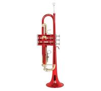 Adult Trumpets Bb Trumpet Brass Body Colorful Gold Key Trumpet Instrument Ith Rubbing Cloth Glove Back Strap Cloth Box Parts(Red)