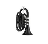 Adult Trumpets Mini Pocket Beginner Trumpet Bb Flat Brass Material Wind Instrument With Gloves Cloth Carrying Case(Black)