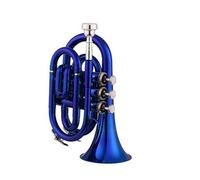 Adult Trumpets Mini Pocket Beginner Trumpet Bb Flat Brass Material Wind Instrument With Gloves Cloth Carrying Case(Blue)