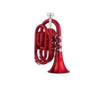 Adult Trumpets Mini Pocket Trumpet Bb Flat Brass Material Wind Instrument With Gloves Cloth Carrying Case(Red)