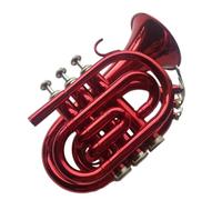 Adult Trumpets Palm Trumpet Instrument Red Pocket Trumpet B Flat Brass Wind Instrument