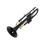 Adult Trumpets Trumpet Bb B Flat Brass Black Gold Durable Musical Instrument With Bracket Weak Speaker Gloves Strap Case(A)