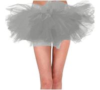 Adult Tulle Skirt 6 Layered Tutu Mini Gown Skirt Women Classic Princess Fluffy Ballet Skirts Heart Skirt Skirts Poodle Skirts for Doll (Grey, S)