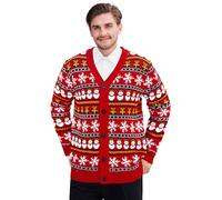 Adult Ugly Christmas SnowAdult Cardigan Comfy Xmas Snowflake Knitted Outwear Bold Red Vacation Gifts Holiday Knitwear M