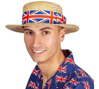 Adult Unisex GB Union Jack Classic Boater Hat Fancy Dress Accessory