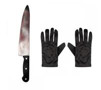 Adult Unisex Official Scream/Ghost Face Bloody Butcher Knife + Black Gloves ; Halloween Horror Movie Fancy Dress Accessory Set