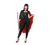 Adults Vampire Fancy Dress Costume Kit Reversible Cape Cane Medallion Halloween