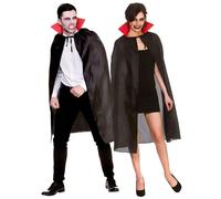 Adults Vampire Cape Black With Red Collar Fancy Dress