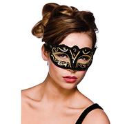 Adult Verona Masquerade Eyemask - Glamourous Black with Gold Glitter