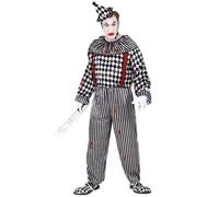 Adult Vintage Clown Costume Black White Outfit Halloween Fancy Dress Circus