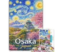 Adult Vivid Jigsaw Puzzle, Osaka Castle with Starry Night Painting, 300 PCS