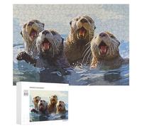 Adult Vivid Jigsaw Puzzle, Playful Group of Otters, 300 PCS