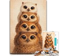 Adult Vivid Wooden Jigsaw Puzzle, Stack of Cute Owls, 1000 PCS