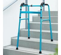 Adult Walker, Climbing Stairs Aluminium Folding Walking Frame Walking Mobility Aid, for Elderly Disabled Auxiliary Walker