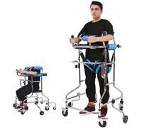 Adult Walker with Seat for Seniors and Disabled, 8 Wheel Mobility Aid for Stroke Rehabilitation and Cerebral Palsy Support, Height Adjustable Standing Frame Walking Assistant