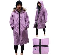 Adult Waterproof Changing Robe Super Soft Fleece Lining-Windproof, Waterproof to 10,000mm Oversized Coat for Changing Swimming and Watersports. With Compression Straps (Small, Lilac)