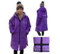 Adult Waterproof Changing Robe Super Soft Fleece Lining-Windproof, Waterproof to 10,000mm Oversized Coat for Changing Swimming and Watersports. With Compression Straps (Medium, Purple)