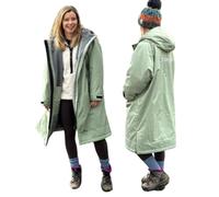 Adult Waterproof Changing Robe Super Soft Fleece Lining-Windproof, Waterproof to 10,000mm Oversized Coat for Changing Swimming and Watersports. With Compression Straps (Small, Sage Green)