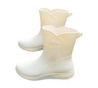 Adult Wellies Waterproof Boots Women Ladies Garden Shoes Short Quilted Boots for Women Rain Slip Casual Shoes Short Ankle Outdoor Casual Until We Meet Again (White,5)