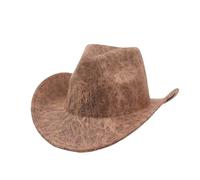 Adult Western Cowboy Hat Wide Brim Flat Top Sun Hat Theme Party Accessories Wild West Sheriff Classic Western Cowboy Design(Khaki)