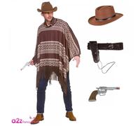Adult Western Cowboy Poncho/Holster/Plastic Hand Gun/Texan/Sheriff Hats/Bandanas