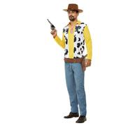 Smiffys Western Cowboy Costume, Yellow Top, Trousers & Belt, Cowboys and Indians Fancy Dress, Western Dress Up Costumes