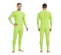 Adult wetsuit Men Long Sleeve Sunscreen WaterProof Surfing Diving Suit One Piece Quick-Drying Beach Rash Guard Bathing SwimWear Thermal wetsuit(Green,3XL)
