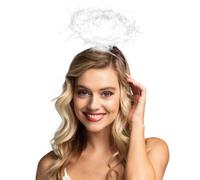 Boland 52860 - Headband Angel Light White Silver Halo, Halo, One Size, Glitter, Marabou, Feathers, Princess, Christmas, Carnival, Halloween, Fancy Dress, Theme Party, Costume, Theatre, Accessory