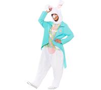 Adult White Easter Bunny Costume Rabbit Mascot Fancy Dress Outfit