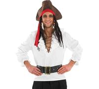 Adult White Ruffle Pirate Shirt & Belt Mens Womens Caribbean or Medieval Costume