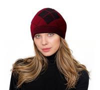 Adult Winter Beanie Hat - Unisex Classic Wool Knitted Stretchy Warm Thermal Soft Fleece Skiing, Snowboard, Walking, Cycling, Out Door Skull Cap - Style1-Maroon