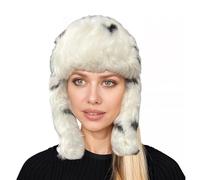Adult Winter Russian Bomber Hats - Unisex Faux Fur Windproof Trooper Thermal Hat, Trapper Hat with Ear Flap for Skating, Skiing, Hunting - White(One Size)
