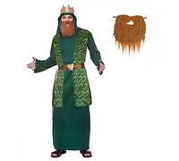 Adult Wise Man Costume + Brown Beard : Christmas Religious Nativity Mens Fancy Dress (One Size)