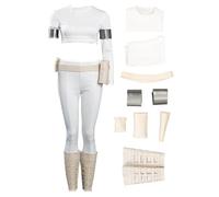 Adult Women Cosplay Costume Queen Shirt Pants Belt Full Set, White, Medium