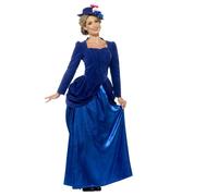 Adult Women Deluxe Victorian Vixen Blue Edwardian Nanny Fancy Dress Costume