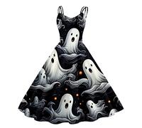 Adult Women’S Classic Fancy Dress Gothic Dresses Women Halloween Skeleton Bodycon Ladies Bloody Printed Costume Elegant High-Low Hem Hooded Cloak Medieval Evening Party Prom