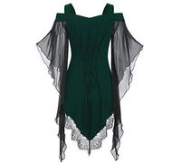 Adult Women’S Classic Fancy Dress Gothic Dresses Women Horror Costume Ladies Waist Smocked A-Line Short Sleeve Lace-Up Halloween Victorian Teens/Women Party