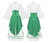 Adult Women’S Classic Fancy Dress Gothic Dresses Women Vintage Elegant A-Line Ladies Bloody Printed Costume High-Low Hem Hooded Cloak Medieval Evening Party Prom