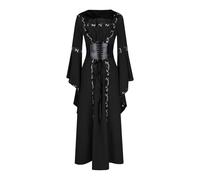 Adult Women’S Classic Fancy Dress Halloween Party Bell Long Sleeve Elastic Dresses Ladies Bloody Printed Costume Traditional Medieval Irish Costumes Gothic Victorian