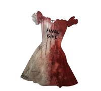 Adult Women’S Classic Fancy Dress Halloween Party Gothic Horror Costume Ladies Bloody Printed Medieval Flare Sleeve Corset Perfect For Events