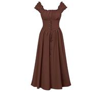 Adult Women’S Classic Fancy Dress Halloween Party Vintage Elegant A-Line Medieval Cottagecore Zombie Bride Role Play Costume Teens/Women