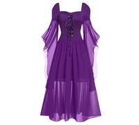 Adult Women’S Classic Fancy Dress Halloween Party Vintage Elegant A-Line V Neck Half Moon Sexy Medieval Costume Zombie Bride Role Play For Carnival Cosplay