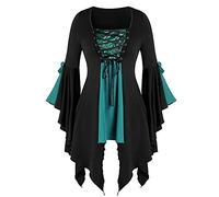 Adult Women’S Classic Fancy Dress Off Shoulder Sleeveless Witch With Hooded Cape Ladies Bloody Printed Costume Elegant High-Low Hem Traditional Medieval Irish Cocktail Swing