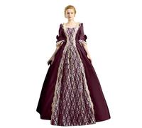 Adult Women’S Classic Fancy Dress Vintage Maxi Dresses Gothic Horror Costume Ladies Medieval Cottagecore Traditional Irish Renaissance Elegant Smocked Party For Halloween Carnival Cosplay