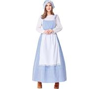 Adult Women’S Classic Fancy Dress Vintage Maxi Dresses Gothic Horror Costume Ladies V Neck Half Moon Sexy Traditional Medieval Irish Short Sleeve Lace-Up For Halloween Carnival Cosplay