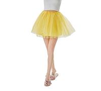 Adult Women's Candy Color Multicolor Petticoat Tutu Skirts for Dress-up Parties Dancing Halloween Party Costume 80's Short Skirt Yellow